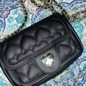 Betsey Johnson Black Heart-Quilted Women Bag